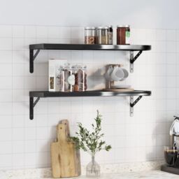 Berkfield Home Wall Shelves 2 pcs 75x23.5 cm Black Stainless Steel