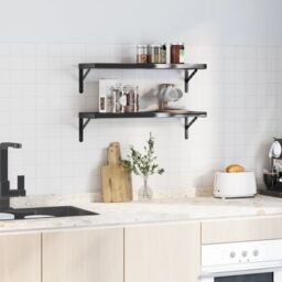 Berkfield Home Wall Shelves 2 pcs 75x23.5 cm Black Stainless Steel - thumbnail 3