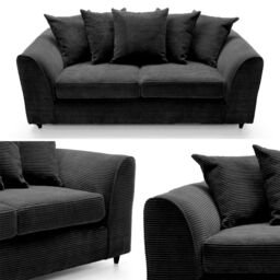 SquareBoxx Lennox Sofa Set 3 Seater in Black - thumbnail 4