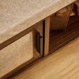CALICOSY JETSON Walnut Finish Entryway Bench With 1 Door & Fabric Front in Dark Brown - thumbnail 5