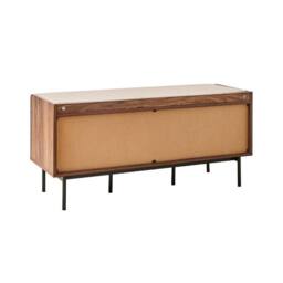 CALICOSY JETSON Walnut Finish Entryway Bench With 1 Door & Fabric Front in Dark Brown - thumbnail 8