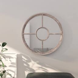 Berkfield Home Mirror Sand 60x4 cm Iron Round for Indoor Use in Beige - thumbnail 2
