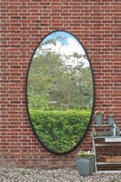 "MirrorOutlet Black Metal Framed Oval Garden Wall Mirror 79"" X 44"" (200 x 112CM) - Size: 1 Pack" - thumbnail 2