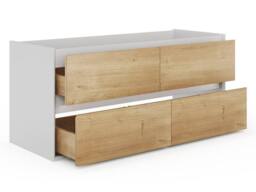 Vente-unique Wall-Hung Vanity Unit - Light Natural & White - 120 Cm - LANNICK in Light Oak - thumbnail 6