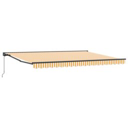 Berkfield Home Retractable Awning Manual Orange & White 450x300 cm - thumbnail 2