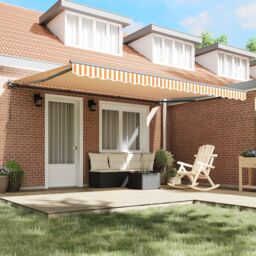 Berkfield Home Retractable Awning Manual Orange & White 450x300 cm - thumbnail 3