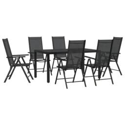 Berkfield Home Beautiful 7 Piece Garden Dining Set Black Aluminium - thumbnail 3