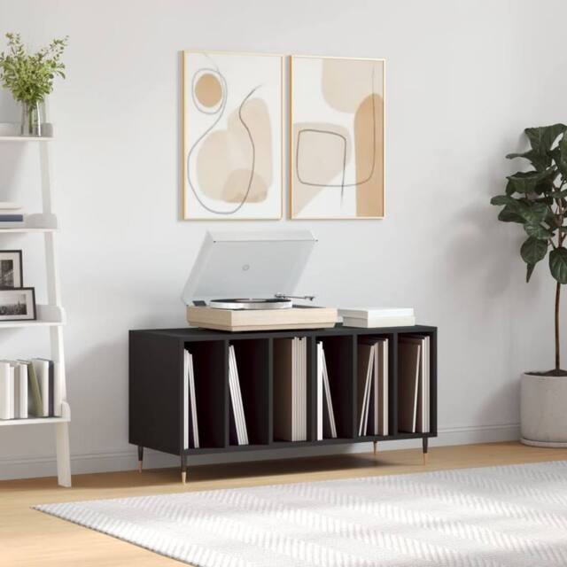 Berkfield Home Record Cabinet Black 100x38x48 cm Engineered Wood - Size: 100 x 38 x 48 cm - image 1