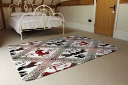Benjamin Tate Design Egyptian Hieroglyphs In Red & Black Rug in Natural - Size: Large - thumbnail 3