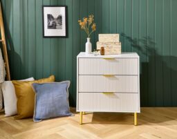 Moderna Chest of Drawers 3 Drawers White Gloss - thumbnail 4