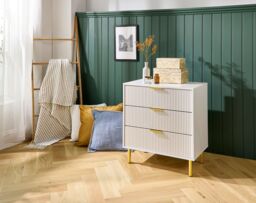 Moderna Chest of Drawers 3 Drawers White Gloss - thumbnail 3