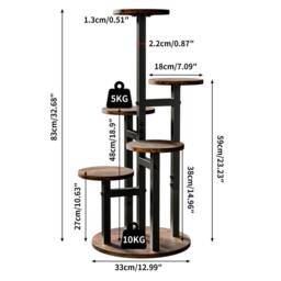 EONLION 6 Tier Wood Plant Stand Metal Rack Round in Brown - thumbnail 2