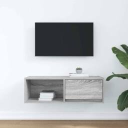 Berkfield Home TV Cabinet Grey Sonoma 80x31x25.5 cm Engineered Wood - thumbnail 3