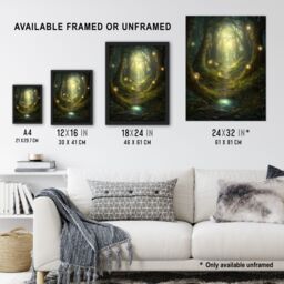 Artery8 Wall Art Print Enchanted Forest Path Oil Painting Fantasy Landscape Fairy Land Lanterns Moss Covered Trees Colourful Magical Nature Mystical - thumbnail 3