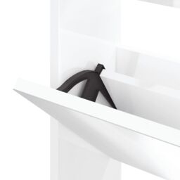 Berkfield Home Shoe Cabinet with Mirror 3-Layer High Gloss White 63x17x102.5 cm - thumbnail 6