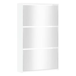 Berkfield Home Shoe Cabinet with Mirror 3-Layer High Gloss White 63x17x102.5 cm - thumbnail 3