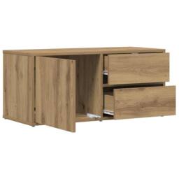 Berkfield Home TV Cabinet Artisan Oak 80x34x35.5 cm Engineered Wood in Brown - thumbnail 4