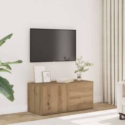 Berkfield Home TV Cabinet Artisan Oak 80x34x35.5 cm Engineered Wood in Brown - thumbnail 2