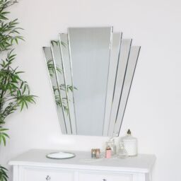 Melody Maison Large Art Deco Fan Frameless Wall Mirror in Clear - thumbnail 2