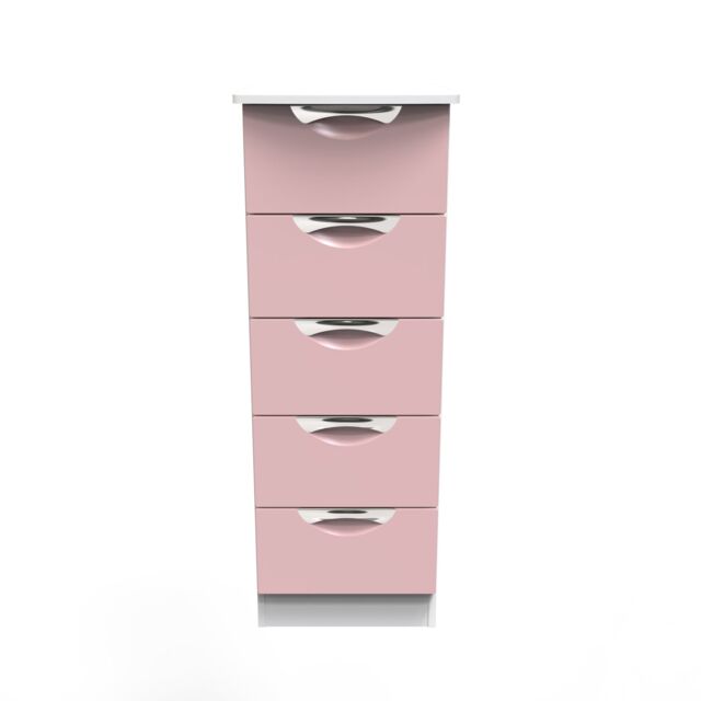 Ready Assembled 2 U Holborn 5 Drawer Tall Bedside (Ready Assembled) in Dusty Pink - image 1