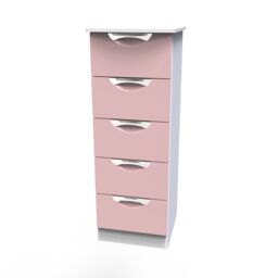 Ready Assembled 2 U Holborn 5 Drawer Tall Bedside (Ready Assembled) in Dusty Pink - thumbnail 3
