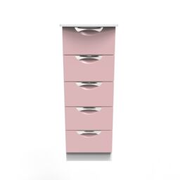 Ready Assembled 2 U Holborn 5 Drawer Tall Bedside (Ready Assembled) in Dusty Pink - thumbnail 1