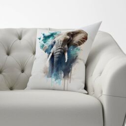 Warren Reed - Designer Majestic Elephant Splashart Cushions in Grey - Size: 45 cm x 45 cm - thumbnail 2