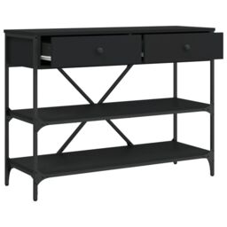 Berkfield Home Console Table with Drawers & Shelves Black Engineered Wood - thumbnail 5