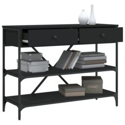 Berkfield Home Console Table with Drawers & Shelves Black Engineered Wood - thumbnail 4