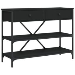 Berkfield Home Console Table with Drawers & Shelves Black Engineered Wood - thumbnail 2