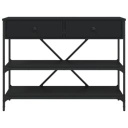 Berkfield Home Console Table with Drawers & Shelves Black Engineered Wood - thumbnail 6
