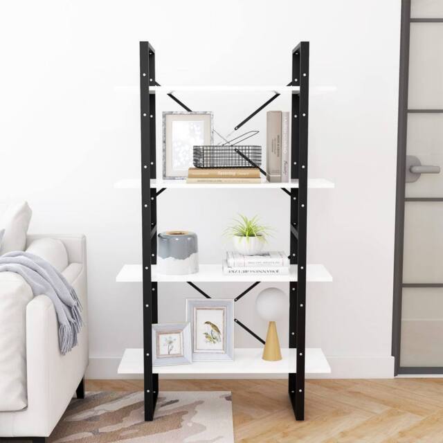 Berkfield Home Decorative 4-Tier Book Cabinet White 80x30x140 cm Engineered Wood - Size: 80 x 30 x 140 cm - image 1
