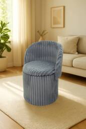 GAVENO CAVAILIA 3 In 1 Harp Ribbed Ottoman Storage Stool in Grey - Size: 1 Seater - thumbnail 3