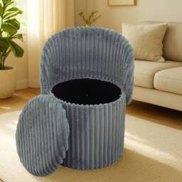 GAVENO CAVAILIA 3 In 1 Harp Ribbed Ottoman Storage Stool in Grey - Size: 1 Seater - thumbnail 1