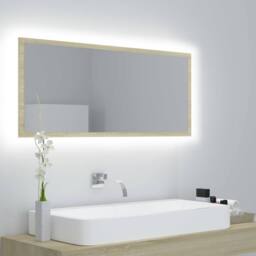 Berkfield Home LED Bathroom Mirror Sonoma Oak 100x8.5x37 cm Acrylic in Light Tan