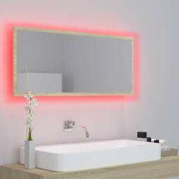 Berkfield Home LED Bathroom Mirror Sonoma Oak 100x8.5x37 cm Acrylic in Light Tan - thumbnail 5