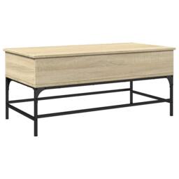 Berkfield Home Decorative Coffee Table Sonoma Oak 100x50x45 cm Engineered Wood a in Light Tan - Size: 100 x 50 x 45 cm - thumbnail 3