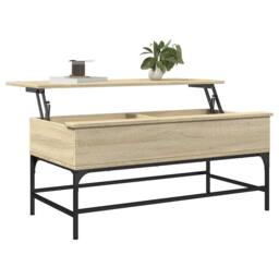 Berkfield Home Decorative Coffee Table Sonoma Oak 100x50x45 cm Engineered Wood a in Light Tan - Size: 100 x 50 x 45 cm - thumbnail 4