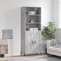 Berkfield Home Highboard Concrete Grey 69.5x34x180 cm Engineered Wood - thumbnail 2