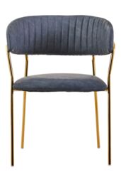 Orsina Velvet Dining Chair, Modern Dining Armchair, Gold Luxury Dining Chair for Home, Lounge in Dark Grey - thumbnail 6