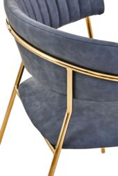 Orsina Velvet Dining Chair, Modern Dining Armchair, Gold Luxury Dining Chair for Home, Lounge in Dark Grey - thumbnail 4