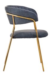 Orsina Velvet Dining Chair, Modern Dining Armchair, Gold Luxury Dining Chair for Home, Lounge in Dark Grey - thumbnail 5