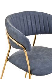 Orsina Velvet Dining Chair, Modern Dining Armchair, Gold Luxury Dining Chair for Home, Lounge in Dark Grey - thumbnail 2