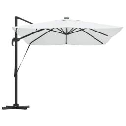 Berkfield Home Cantilever Roma Parasol with LEDs Sand 352x251x265 cm Aluminium in Beige - Size: 352 x 251 x 265 cm - thumbnail 7