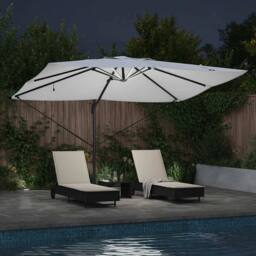 Berkfield Home Cantilever Roma Parasol with LEDs Sand 352x251x265 cm Aluminium in Beige - Size: 352 x 251 x 265 cm - thumbnail 4