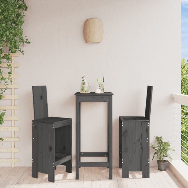 Berkfield Home Bar Stools 2 pcs Grey 40x42x120 cm Solid Wood Pine - Size: 40 x 42 x 120 cm - image 1