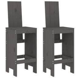 Berkfield Home Bar Stools 2 pcs Grey 40x42x120 cm Solid Wood Pine - Size: 40 x 42 x 120 cm - thumbnail 2