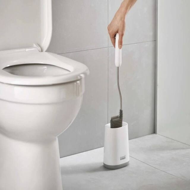 EONLION Silicone Toilet Brush with Slimline Holder Set in White - image 1