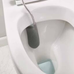 EONLION Silicone Toilet Brush with Slimline Holder Set in White - thumbnail 2