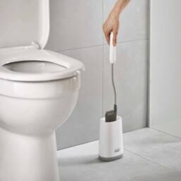 EONLION Silicone Toilet Brush with Slimline Holder Set in White - thumbnail 1